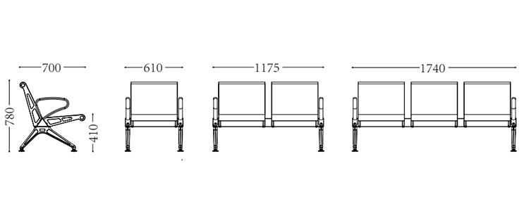 鋼機(jī)場椅/等候椅-SJ708L(圖2) undefined